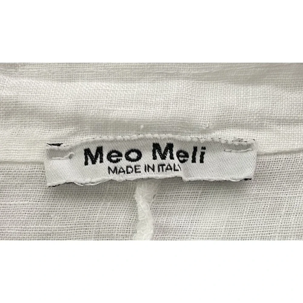 Meo Meli White‎ Linen Jacket Lagenlook Scandi Designer Lux Coastal  Italy Medium - Picture 3 of 4